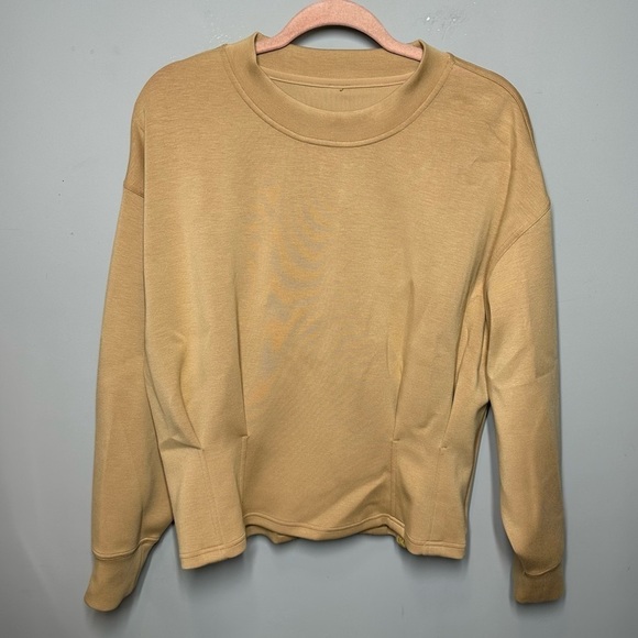 Lululemon Gathered Waist Crew Pullover Sweatshirt In Tan - Picture 2 of 5
